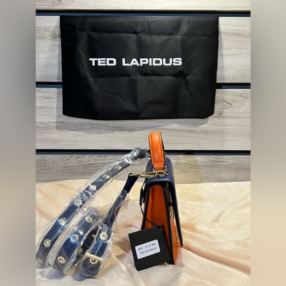 Ted Lapidus Bag Blue and Orange with gold locker in a front - Picture 2 of 5